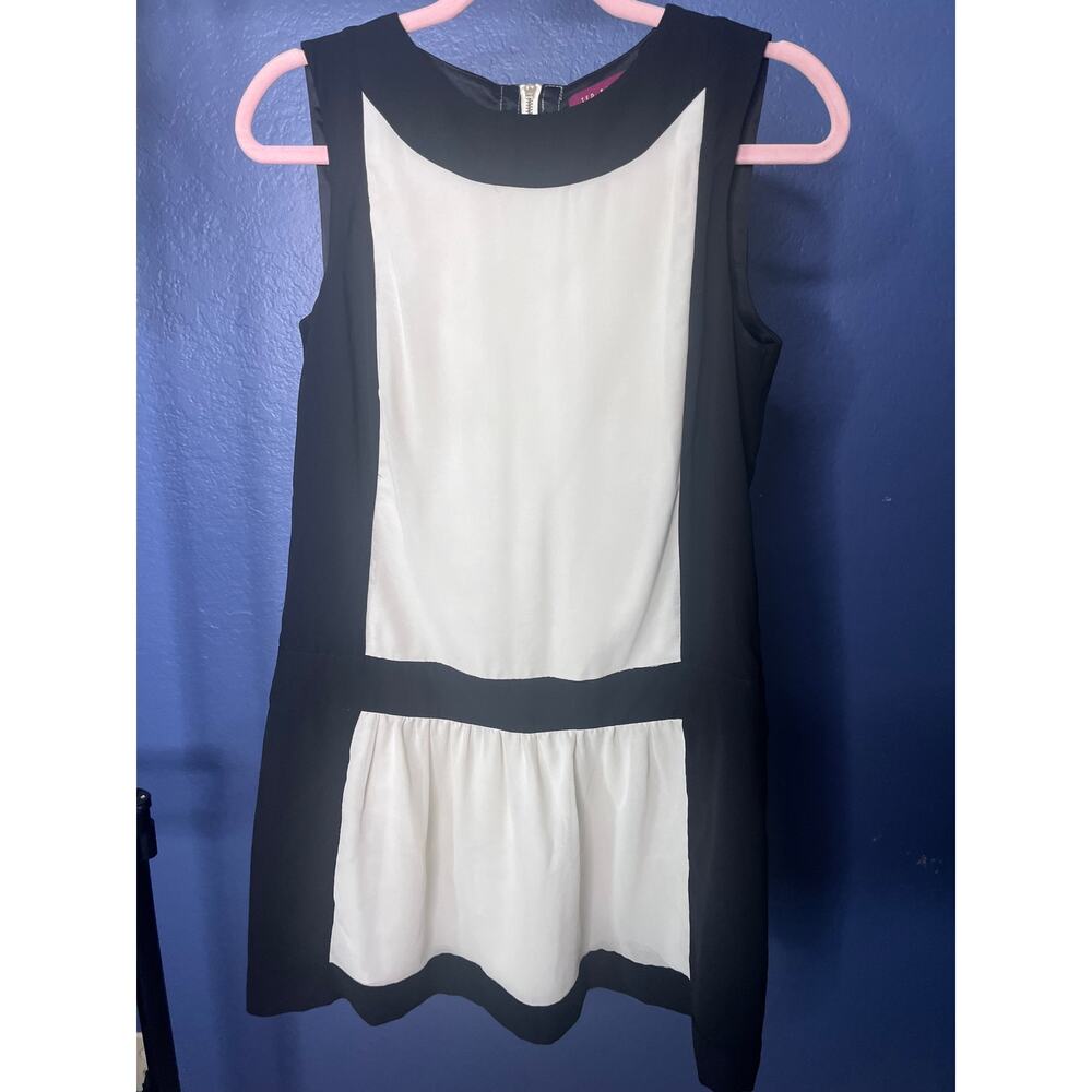Ted Baker London Imogine Colorblock Sleeveless Dress Black White Zip Back Size 2 - Picture 2 of 5